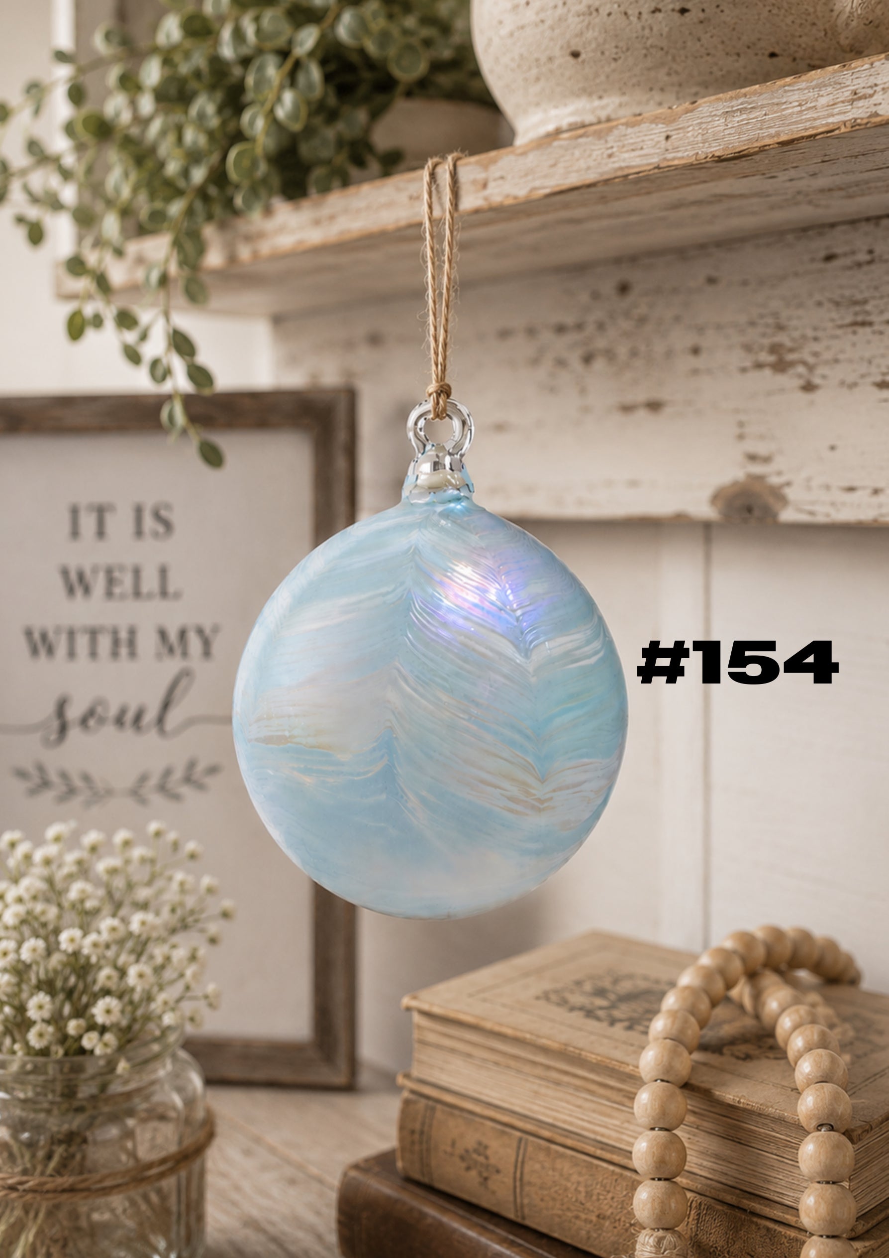 Morning Mist Hand-Blown Glass Ornament #154