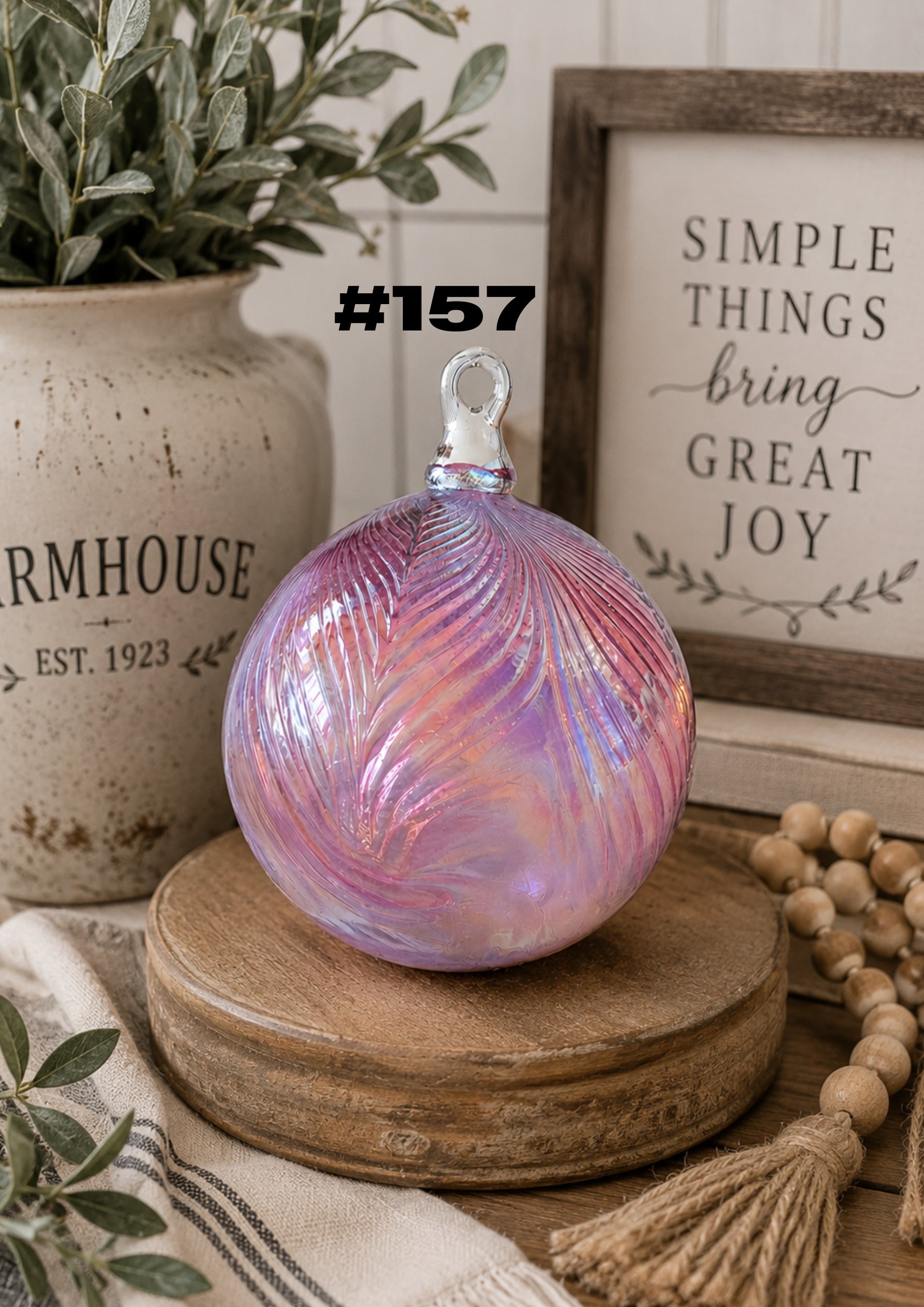 Blushing Pearl Hand-Blown Glass Ornament #157