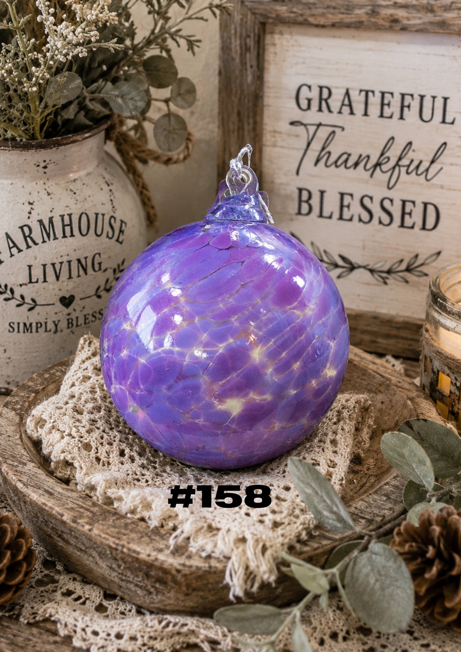 Lavender Twilight Hand-Blown Glass Ornament #158