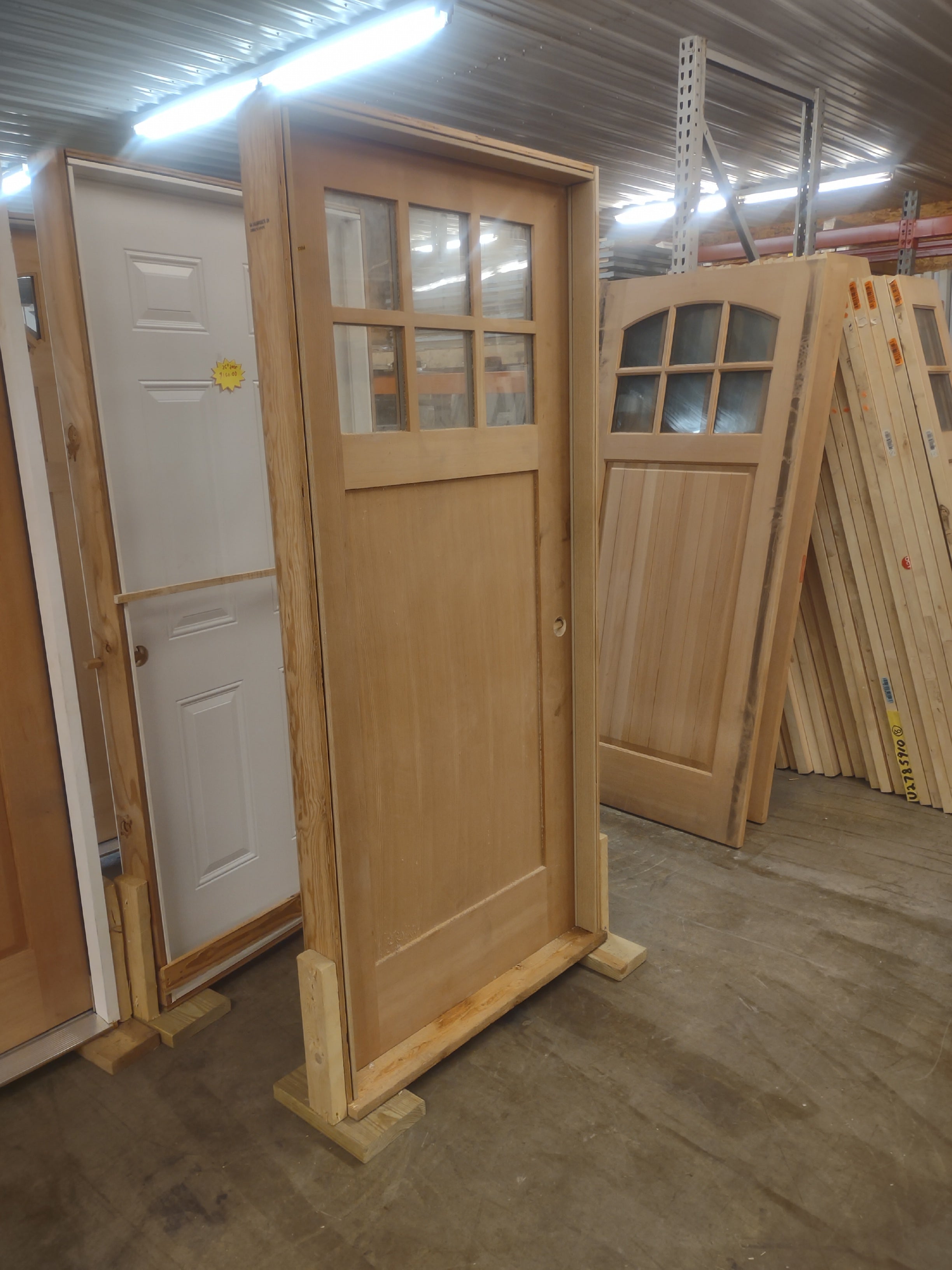 Exterior solid wood door 36" 6 grid (framed)