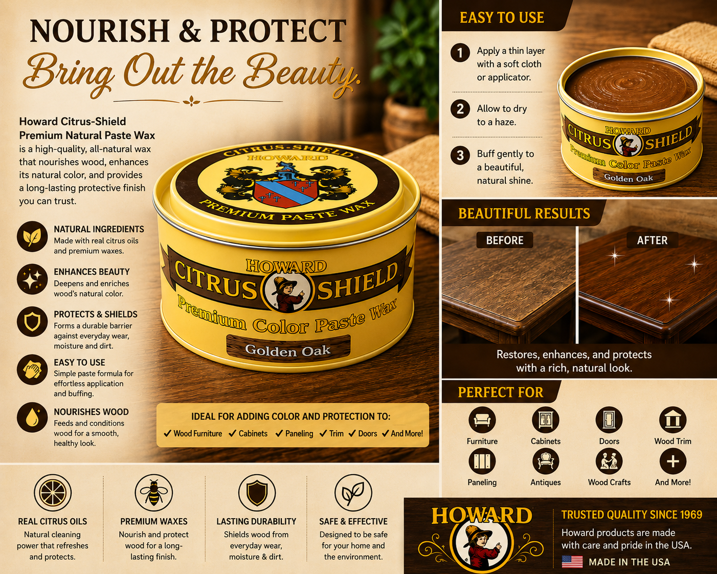 Howard Citrus Shield Golden Oak