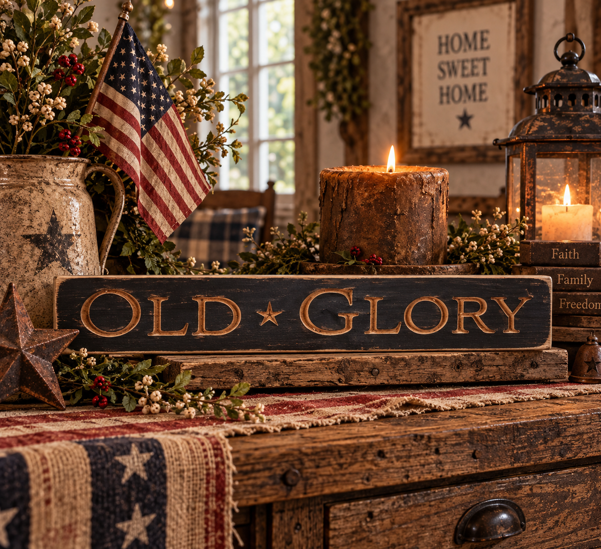 Old Glory Rustic Americana Sign