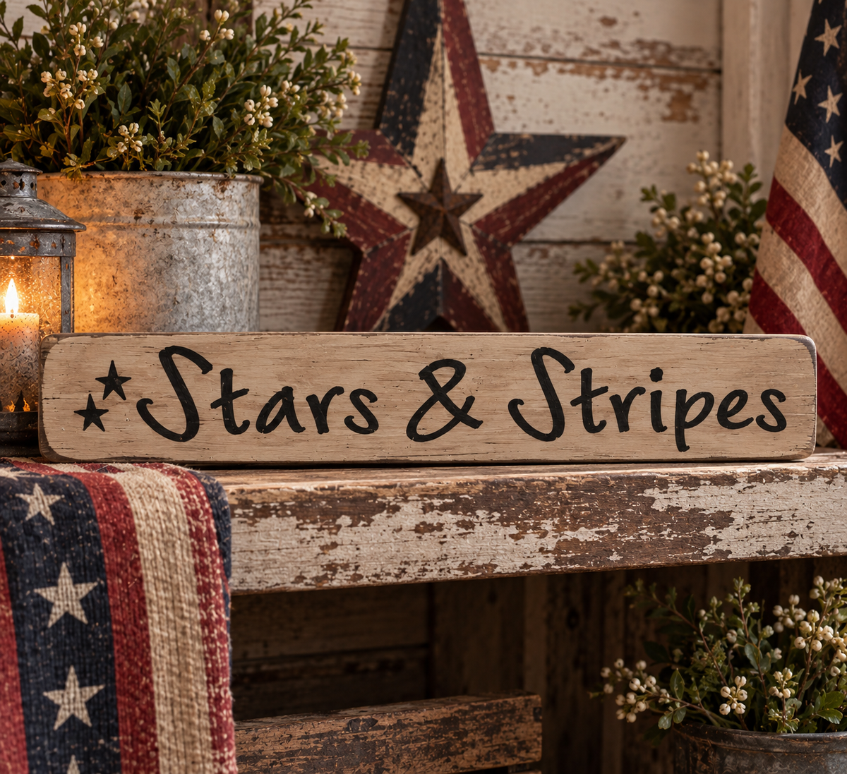 Stars & Stripes Rustic Americana Sign