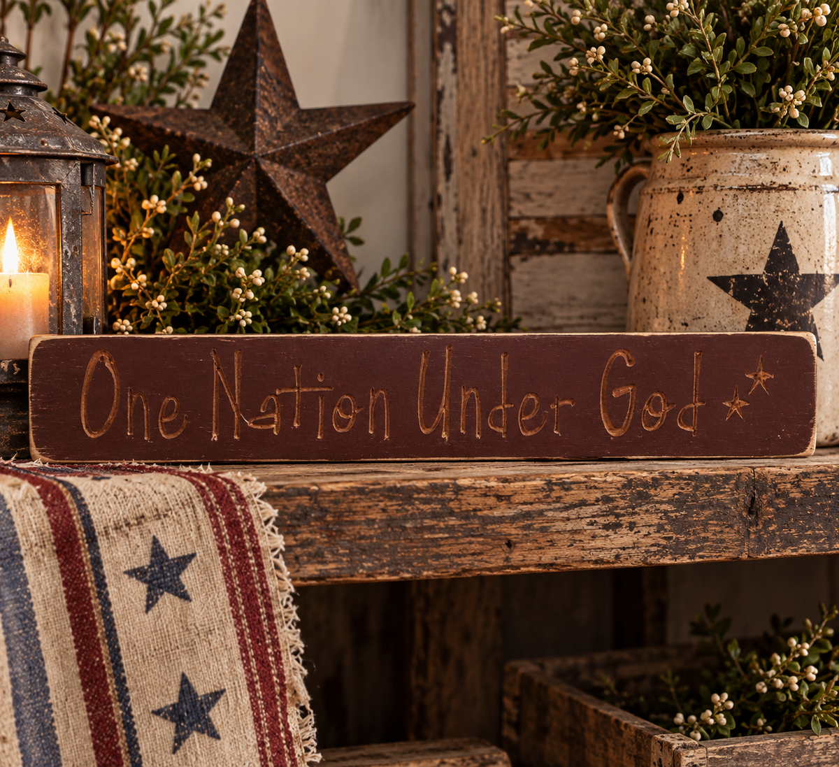 One Nation Under God Rustic Americana Sign