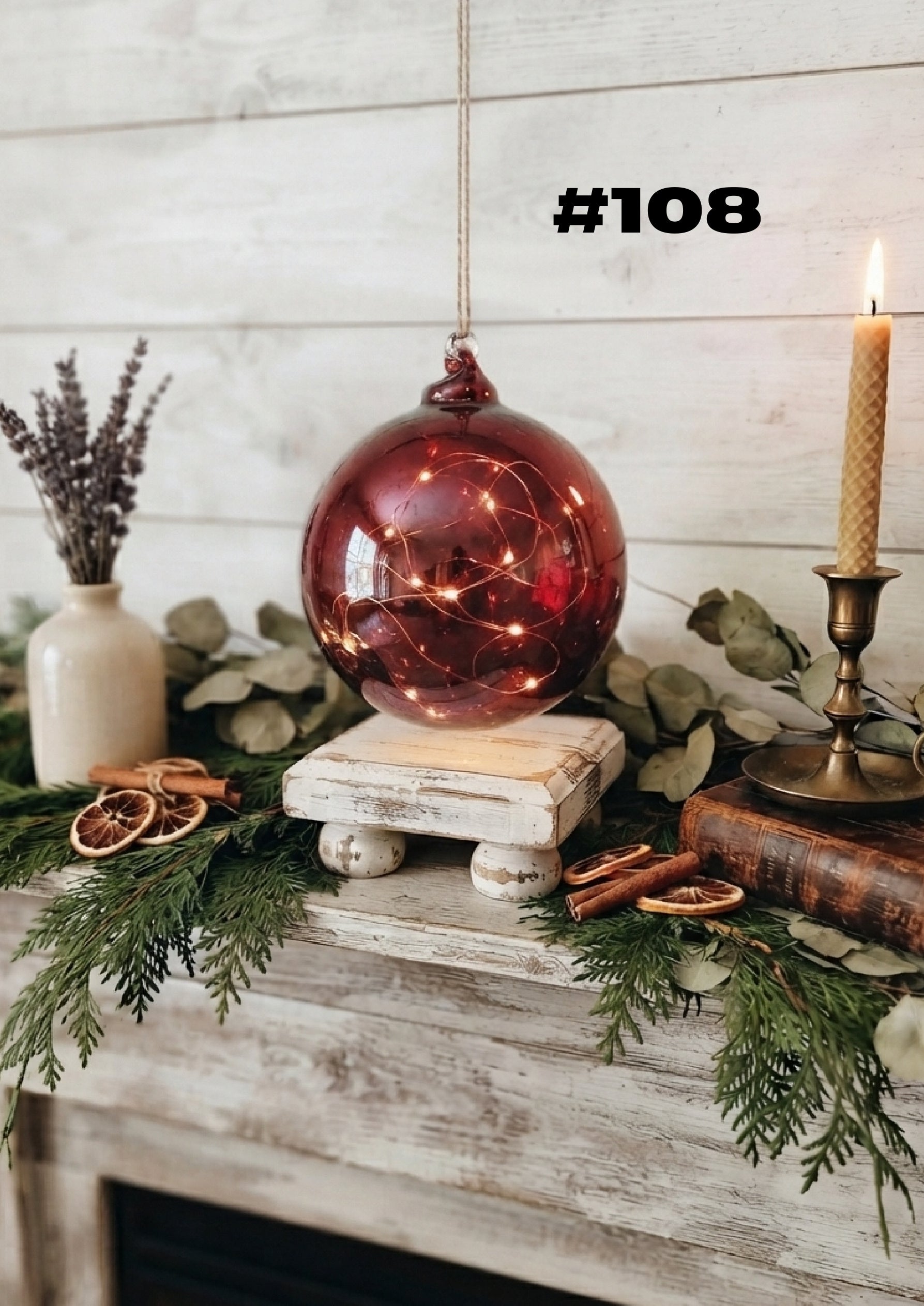 Crimson Glow Hand-Blown Glass Ornament #108