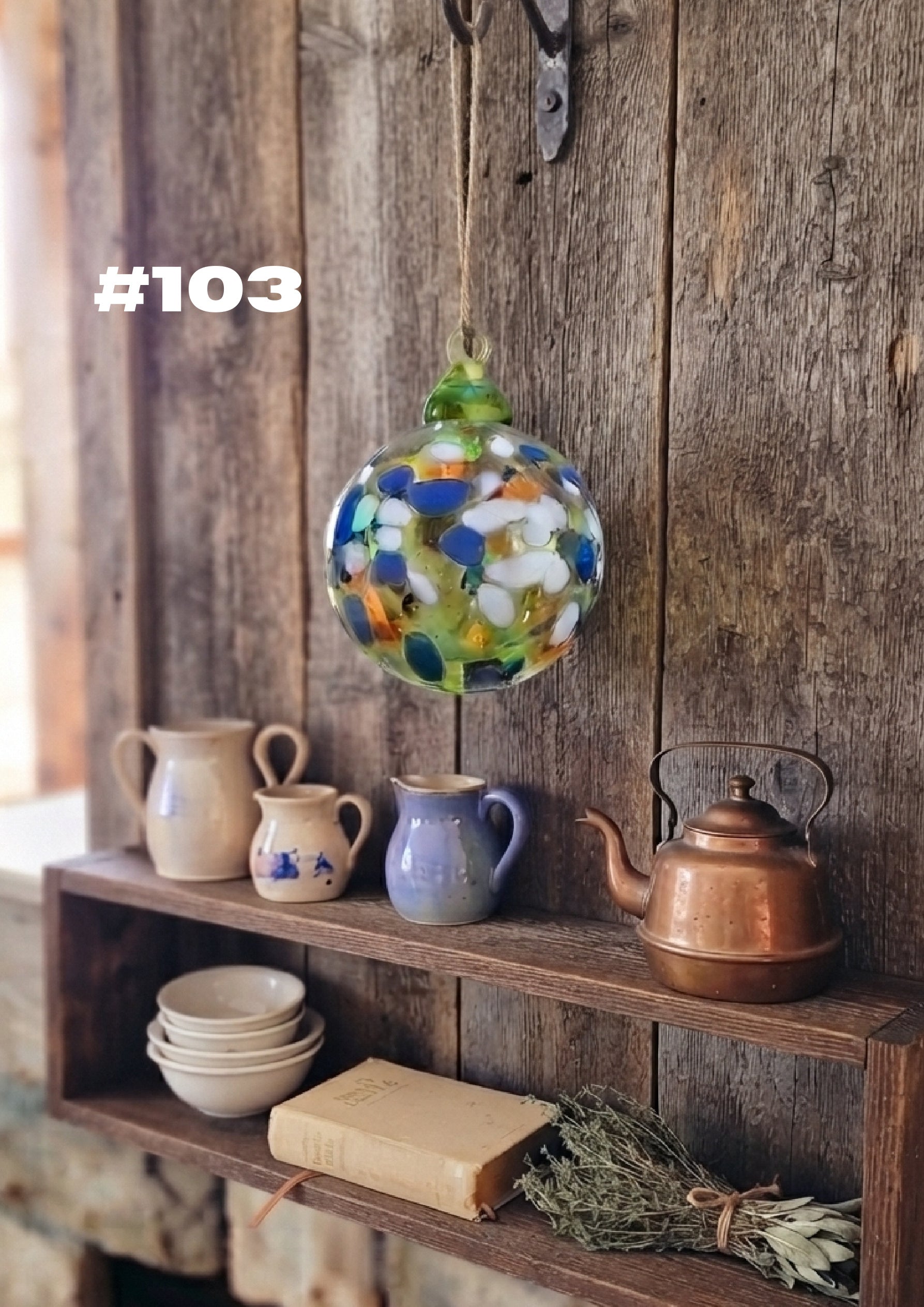 Meadow Mosaic Hand-Blown Glass Ornament #103