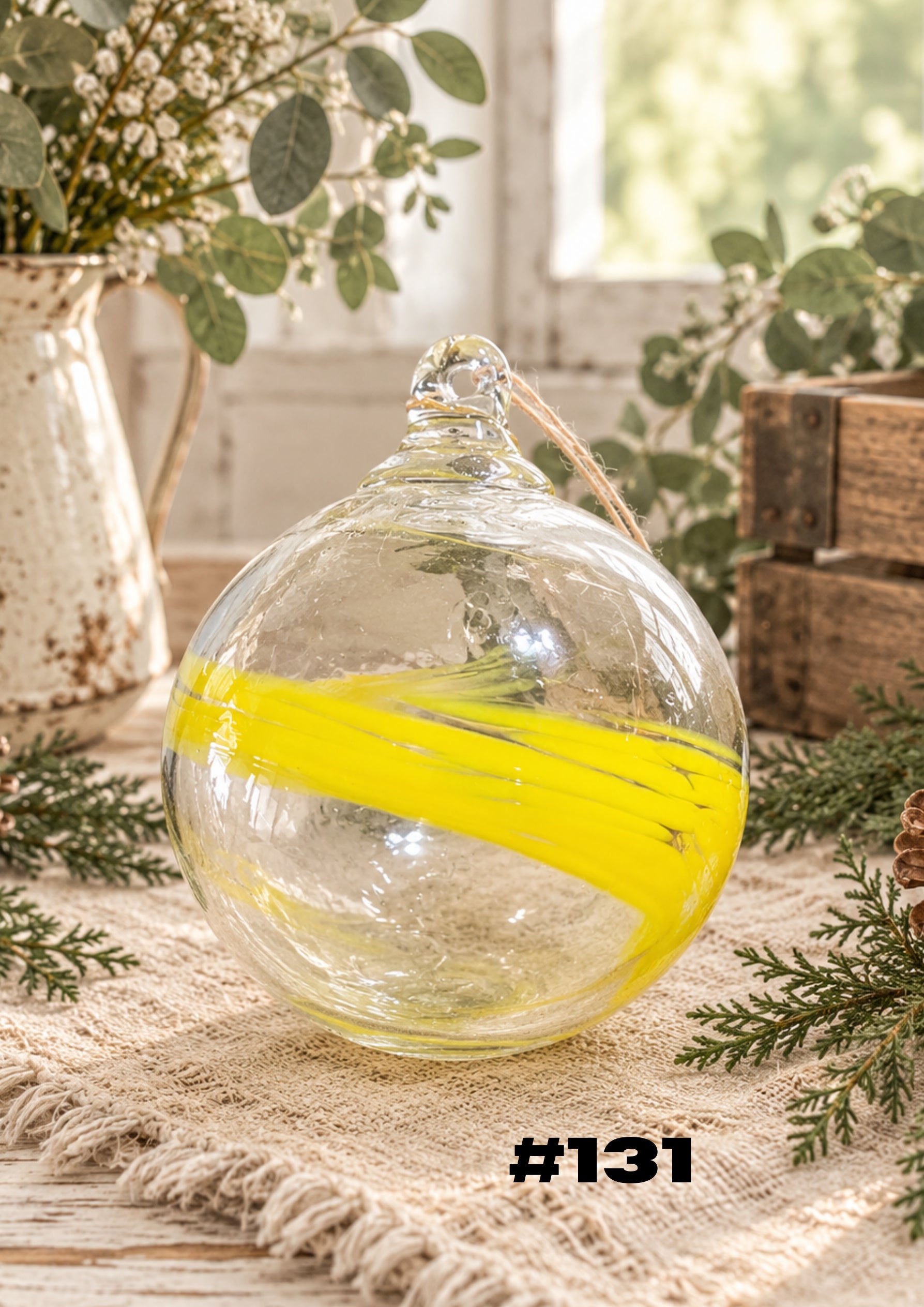 Golden Sunshine Hand-Blown Glass Ornament #131