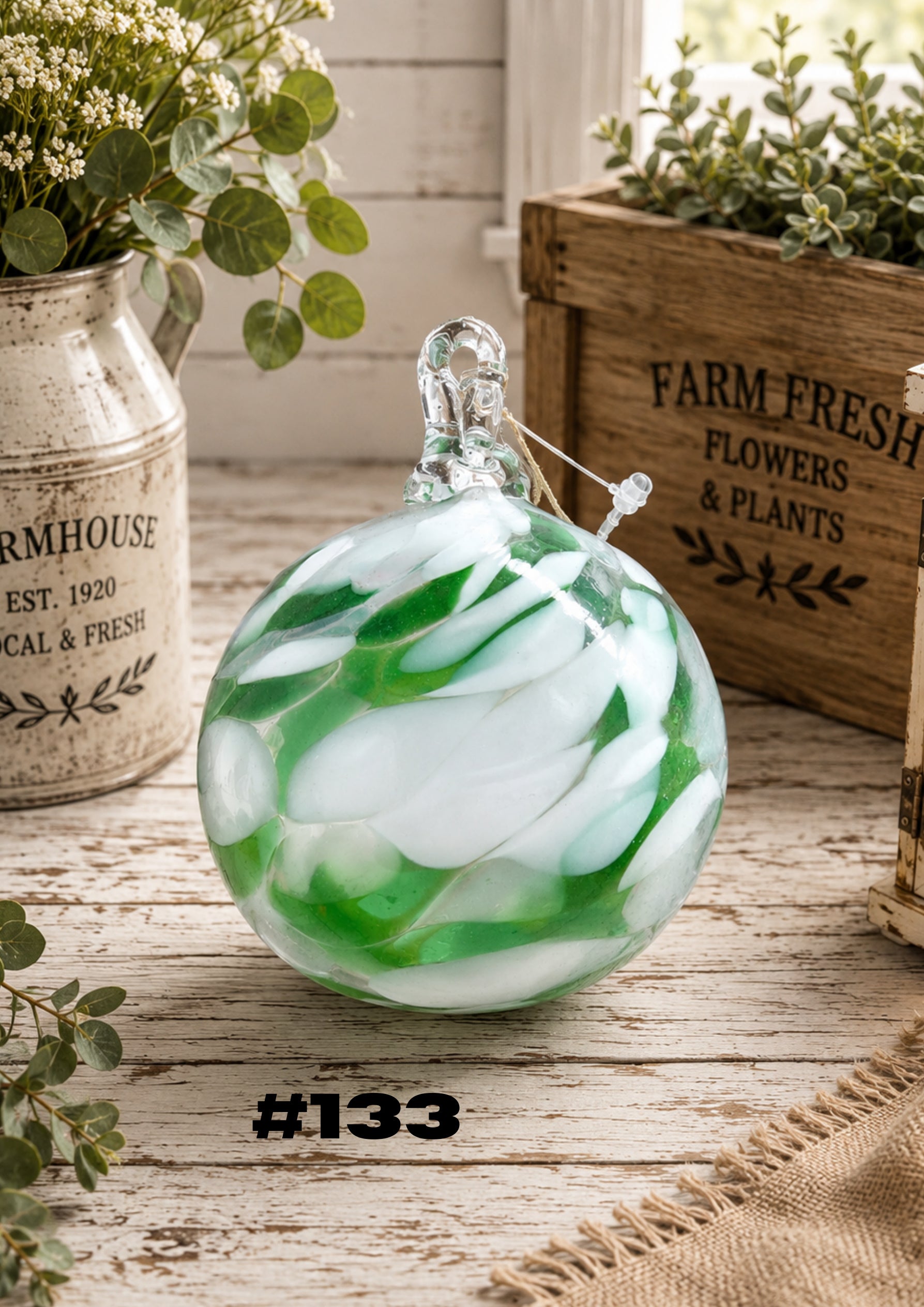 Willow Mist Hand-Blown Glass Ornament #133