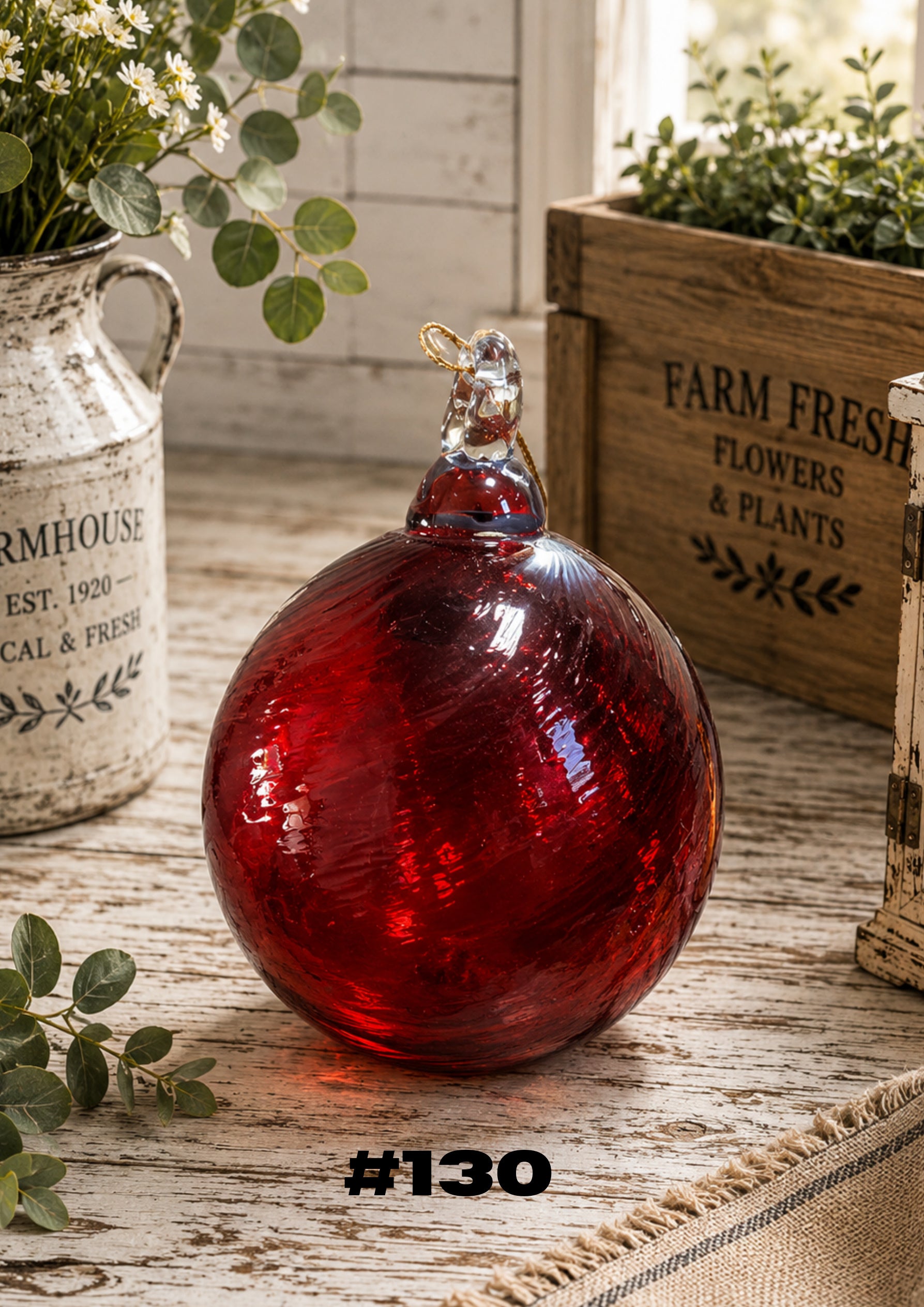 Ruby Hearth Hand-Blown Glass Ornament #130