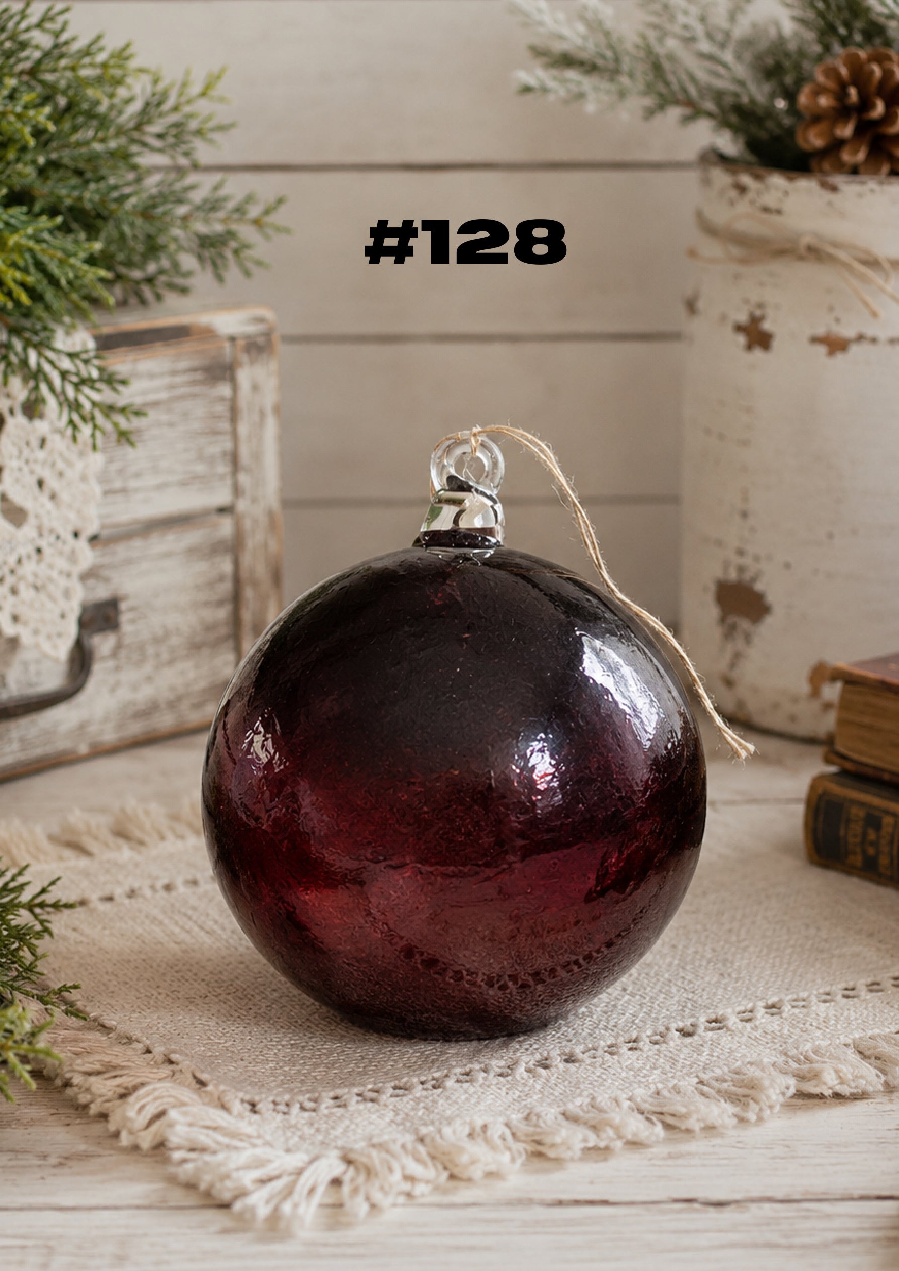 Black Cherry Hand-Blown Glass Ornament #128