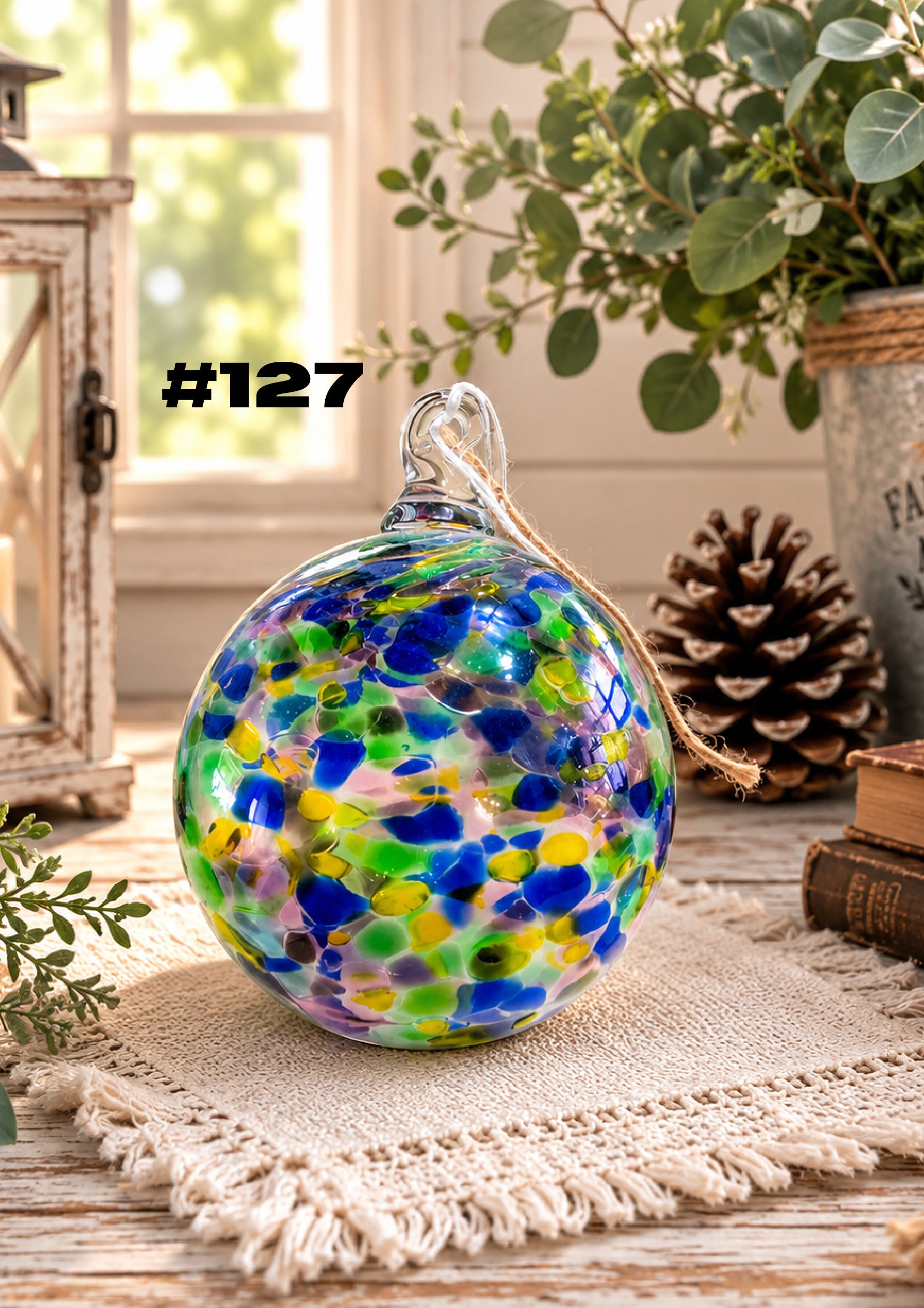 Bluebell Meadow Hand-Blown Glass Ornament #127