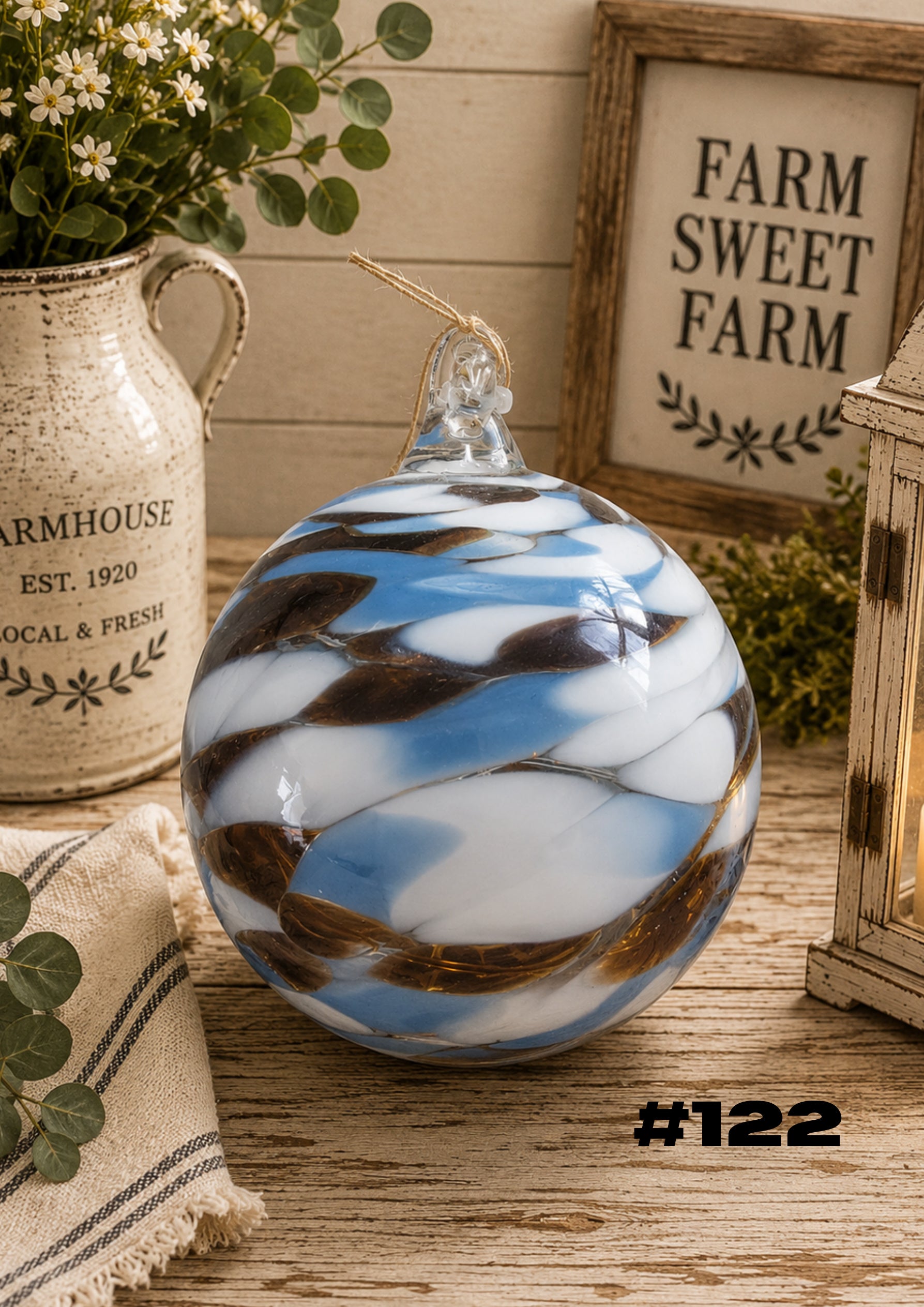 Blue Horizon Hand-Blown Glass Ornament #122