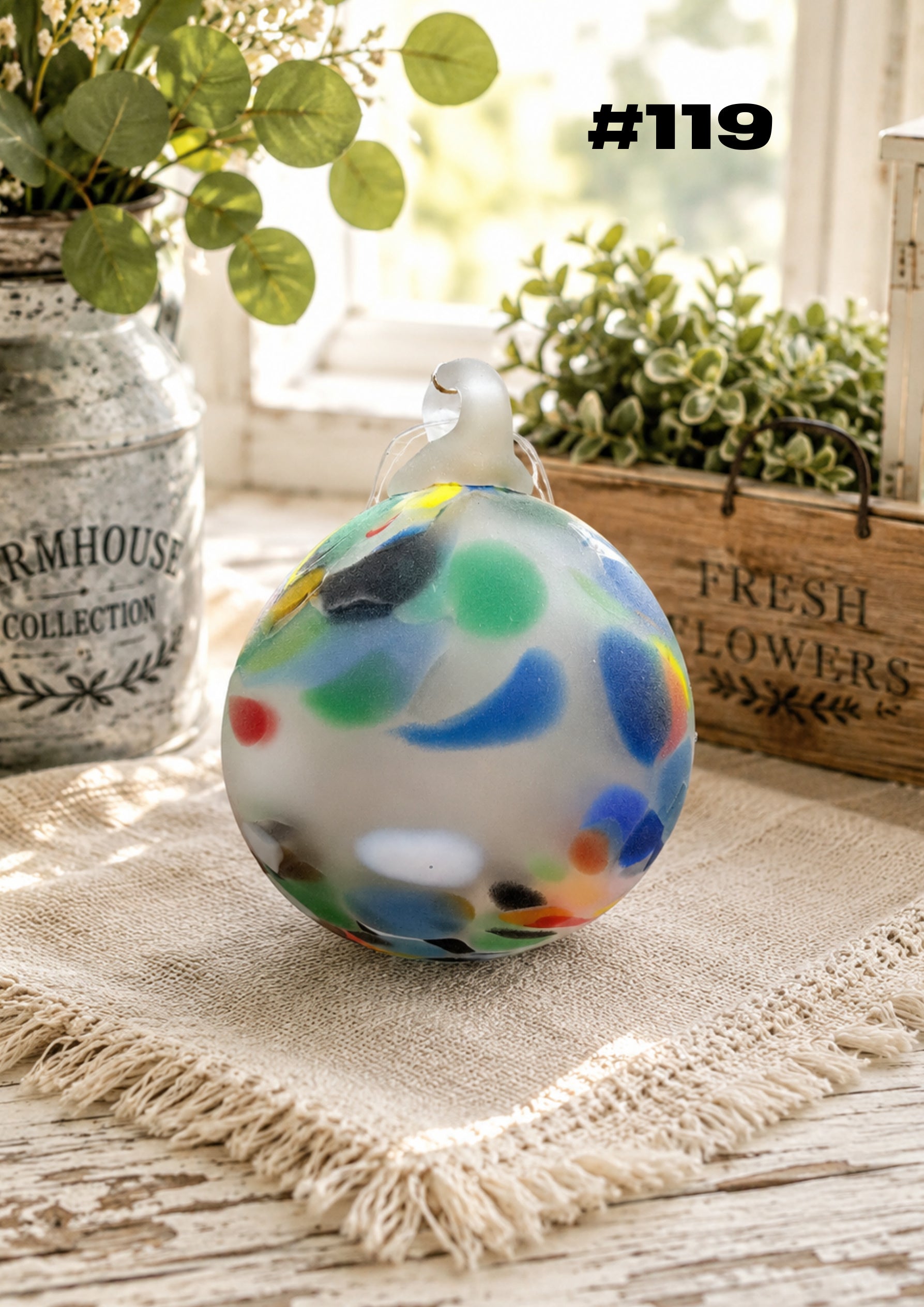 Painted Meadow Hand-Blown Glass Ornament #119