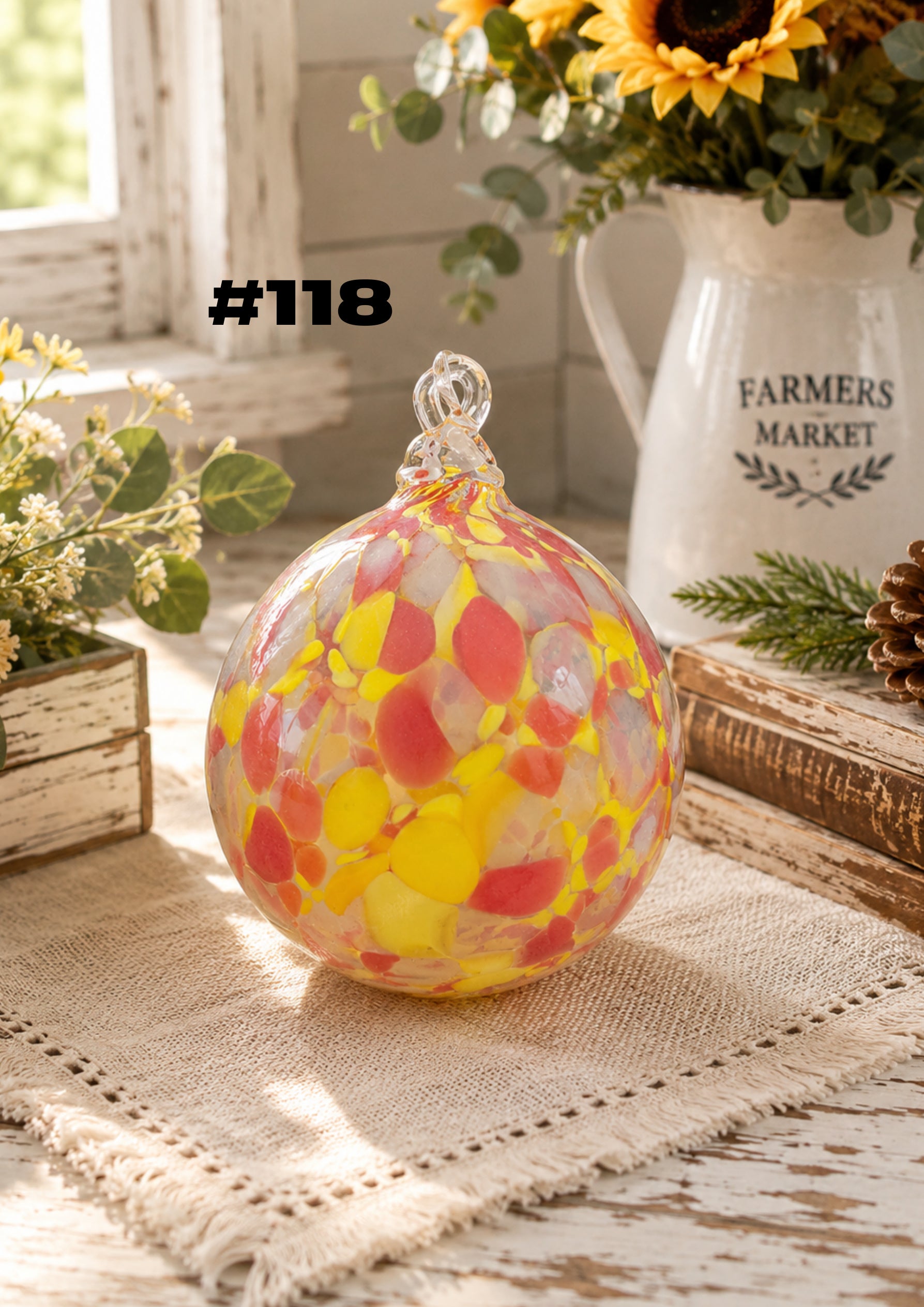 Sunflower Fields Hand-Blown Glass Ornament #119