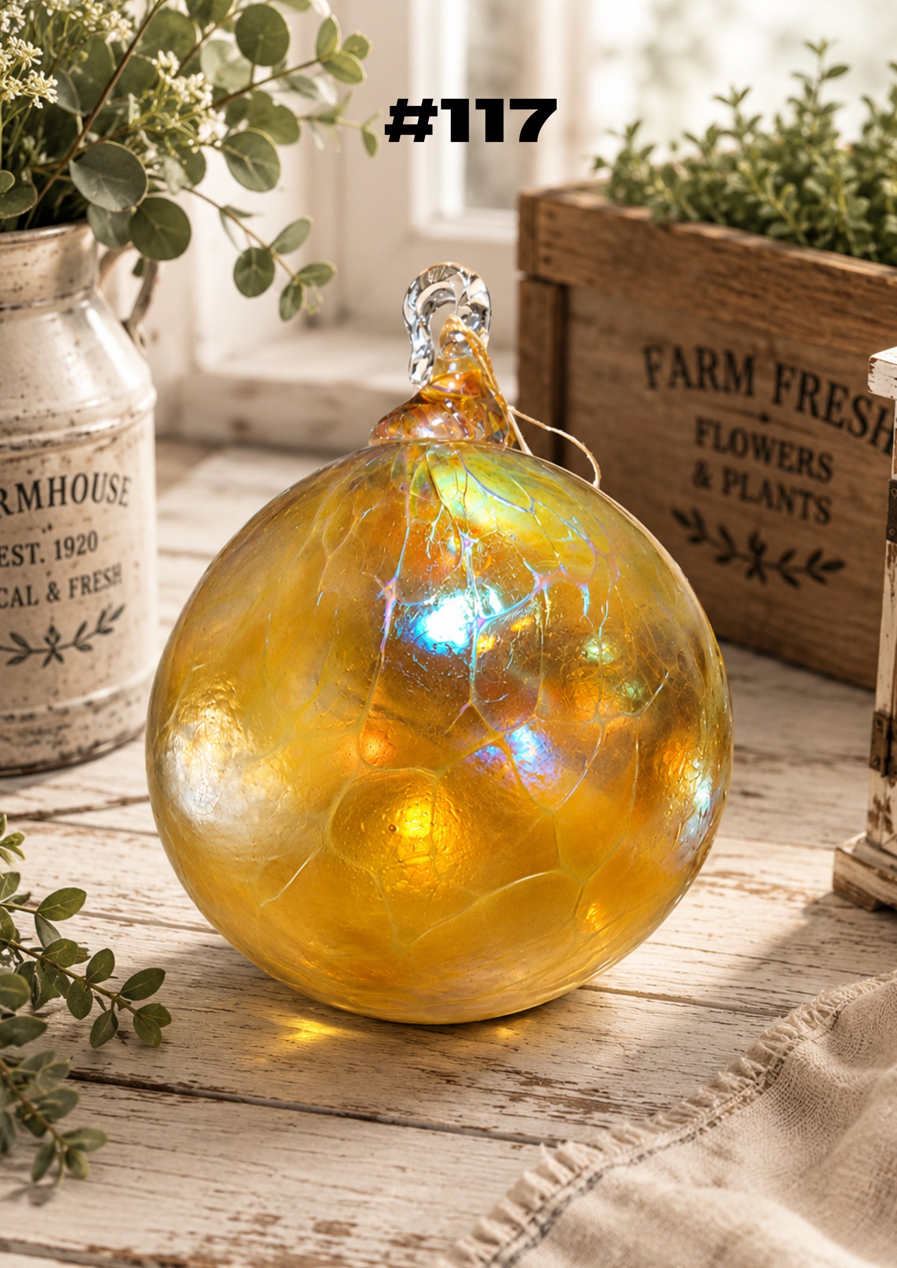 Golden Glow Hand-Blown Glass Ornament #117