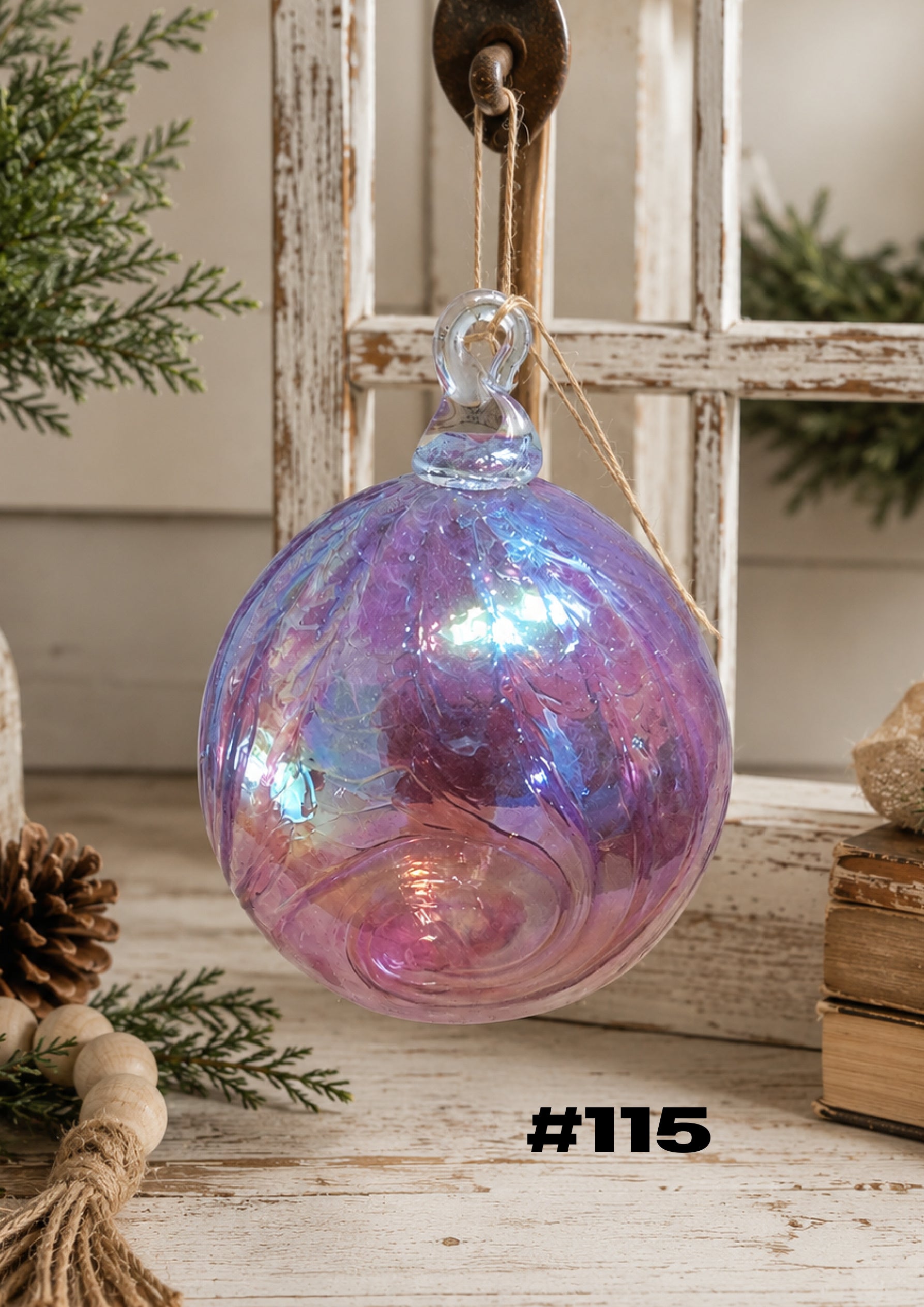 Twilight Lavender Hand-Blown Glass Ornament #115