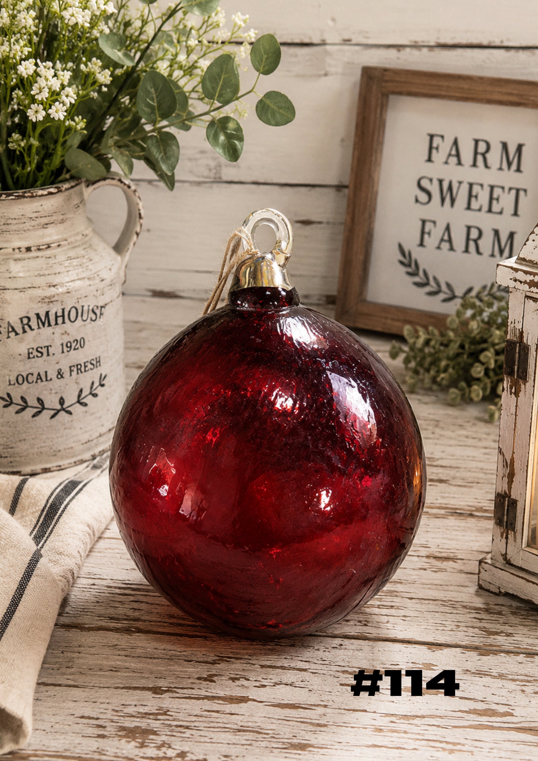Scarlet Glow Hand-Blown Glass Ornament #114