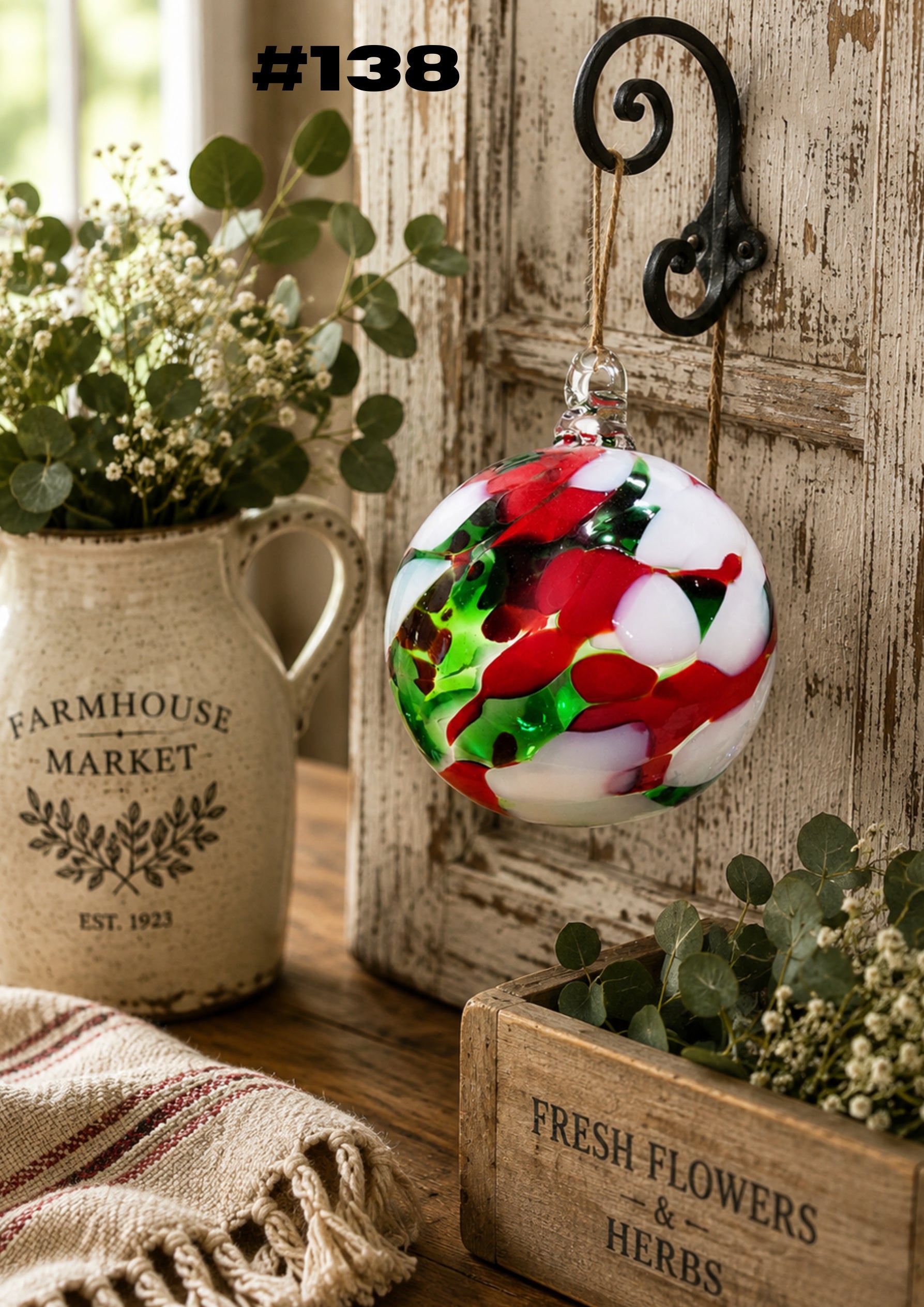 Holly Hearth Hand-Blown Glass Ornament #138