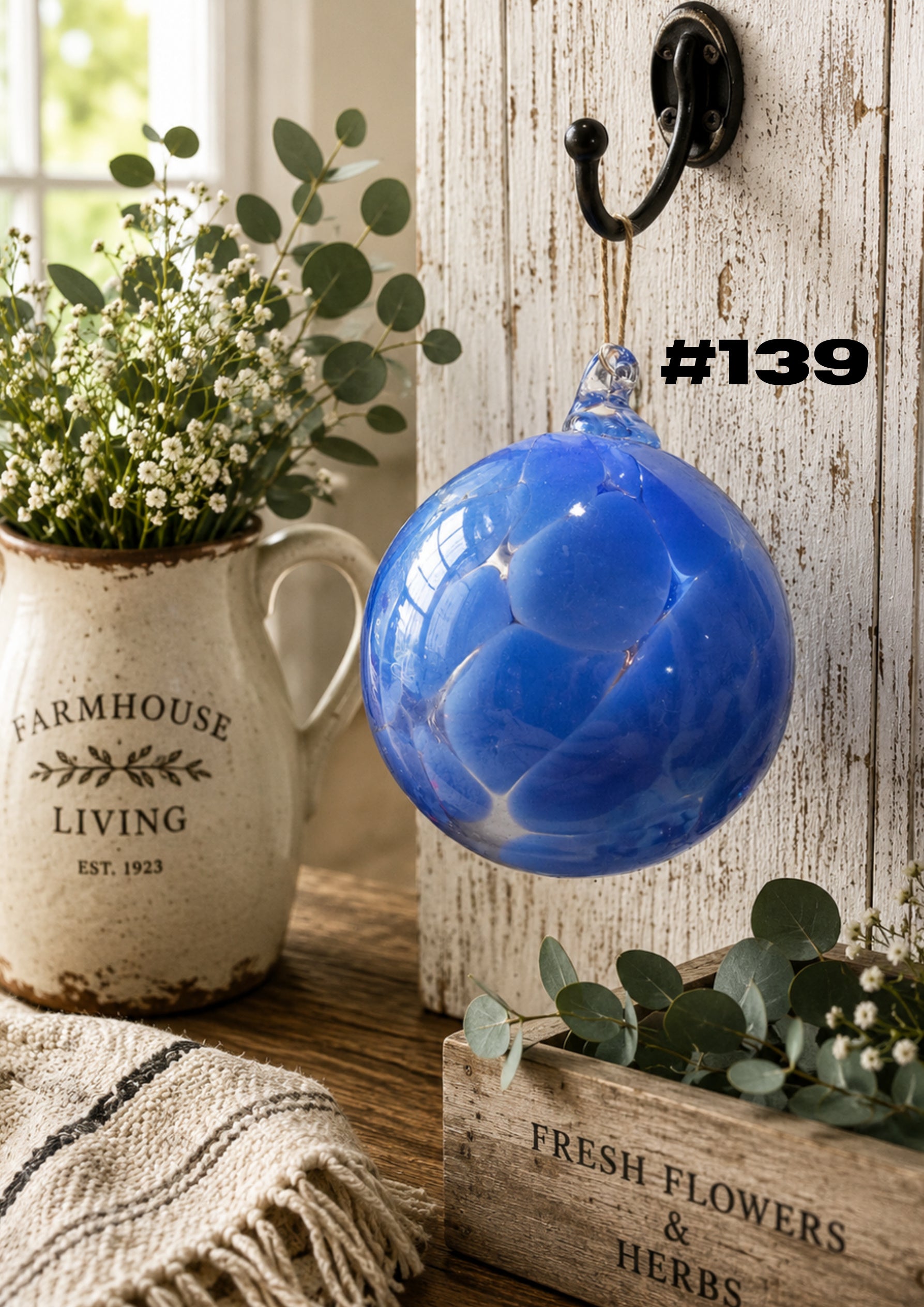 Cobalt Tide Hand-Blown Glass Ornament #139