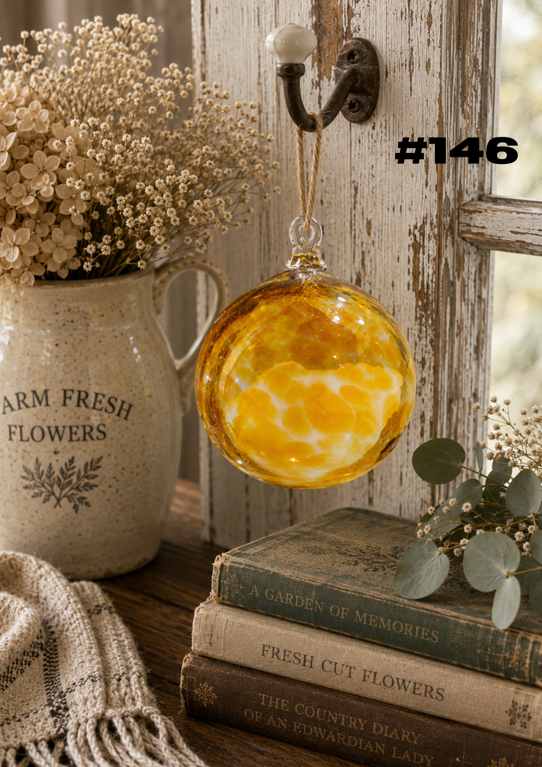 Golden Honey Hand-Blown Glass Ornament #146