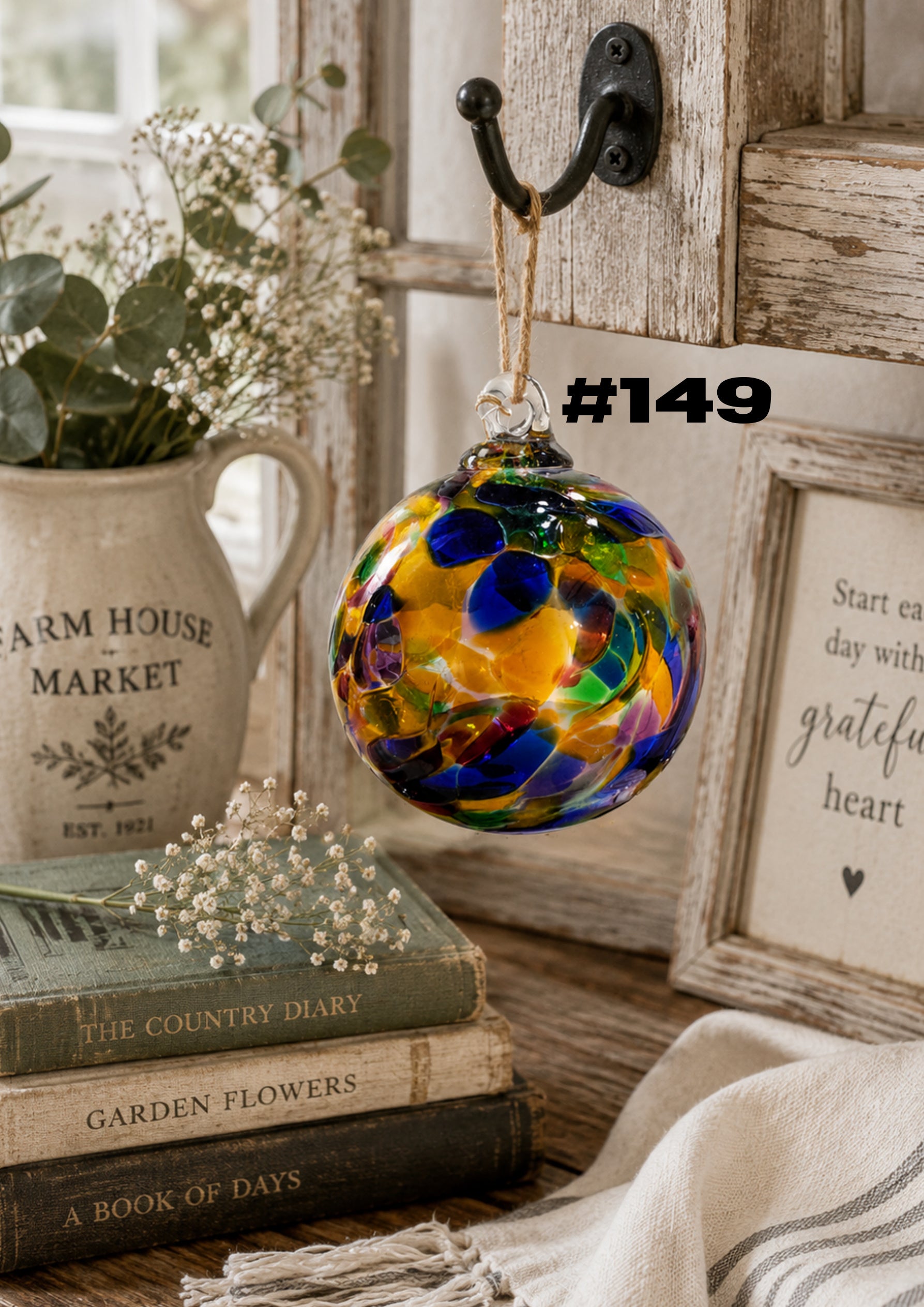 Painted Prairie Hand-Blown Glass Ornament #149